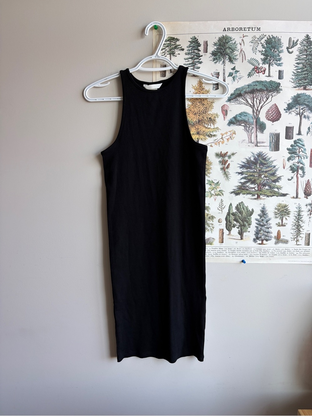 H&M Black Ribbed Tank Midi Dress Small